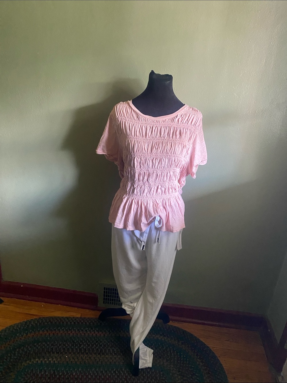 Pilcro/ Anthropologie smocked short sleeve shirt, xl, NWT